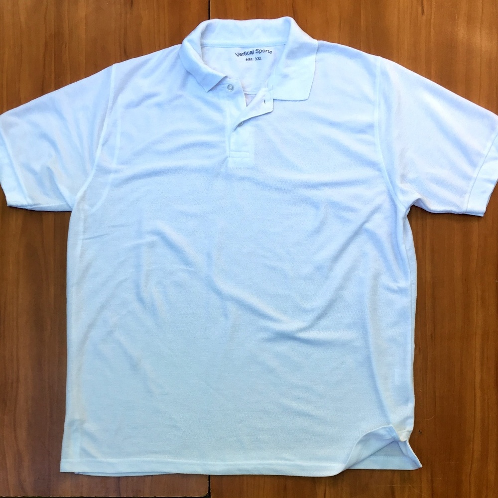 Big & Tall🏇 Vertical Sports White Polo Shirt XXL